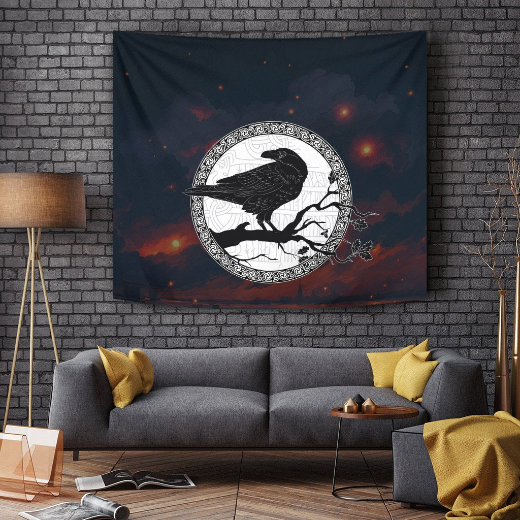 Viking Tapestry - Raven Of Viking At Night RLT12 - Wonder Print Shop