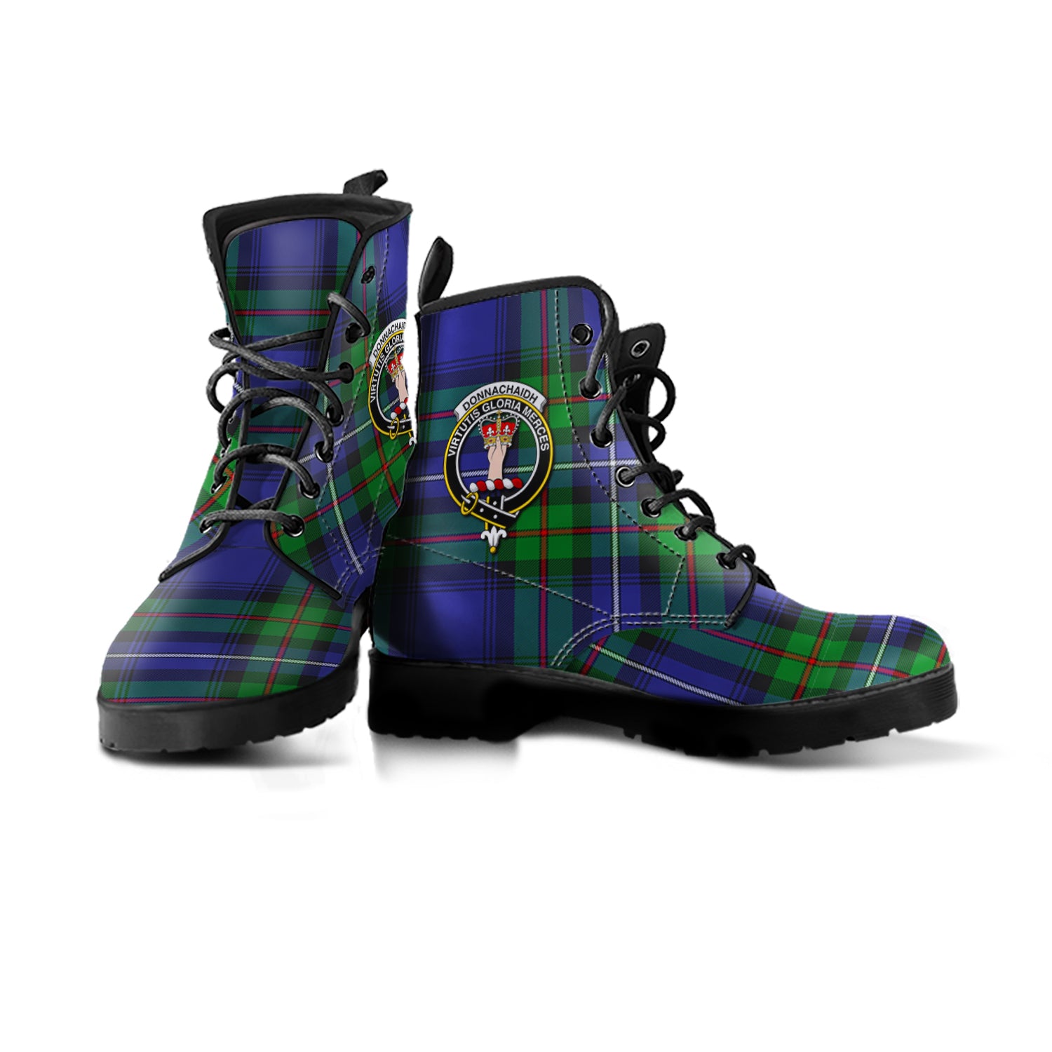 scottish-donnachaidh-clan-crest-tartan-leather-boots