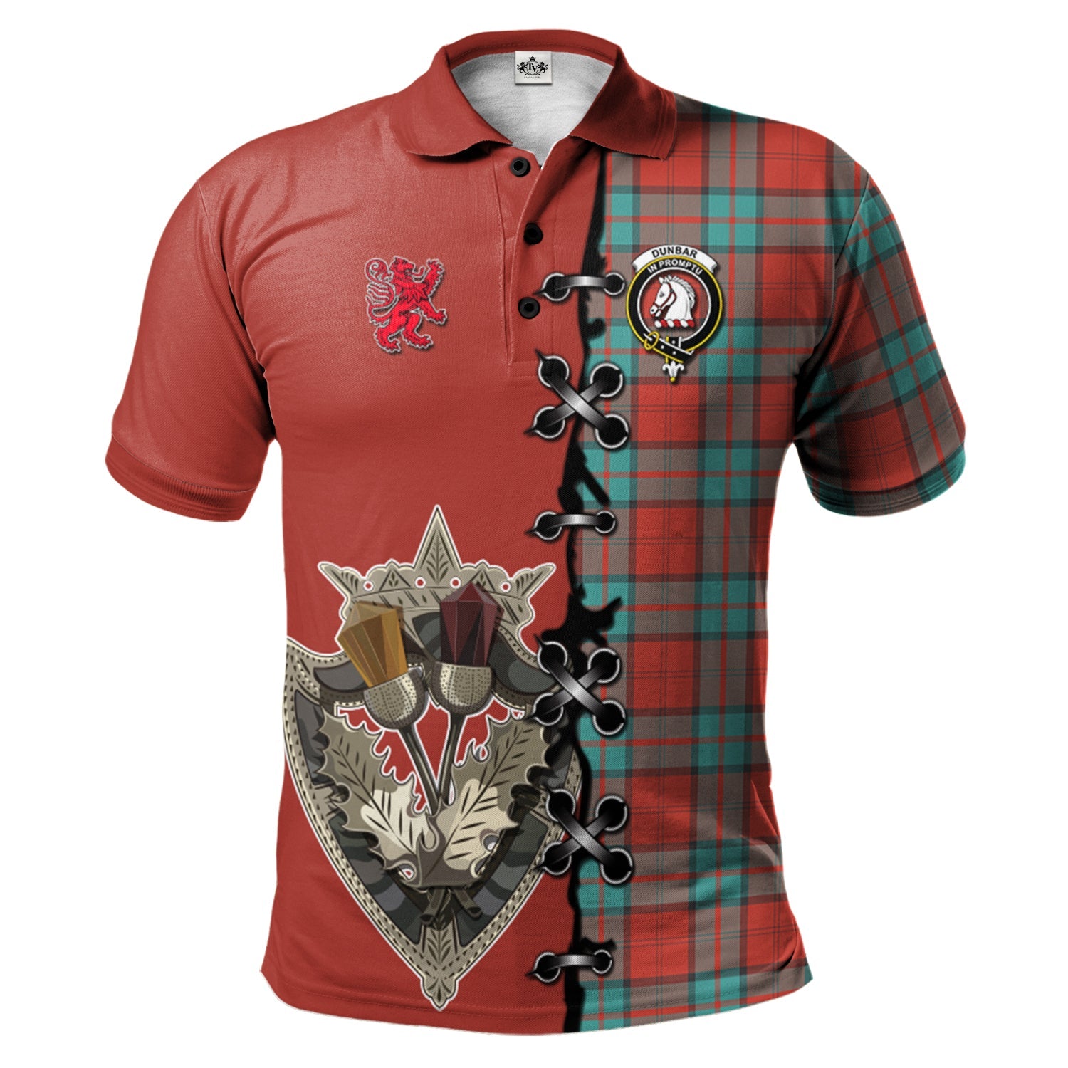 scottish-dunbar-ancient-clan-crest-tartan-lion-rampant-and-celtic-thistle-polo-shirt