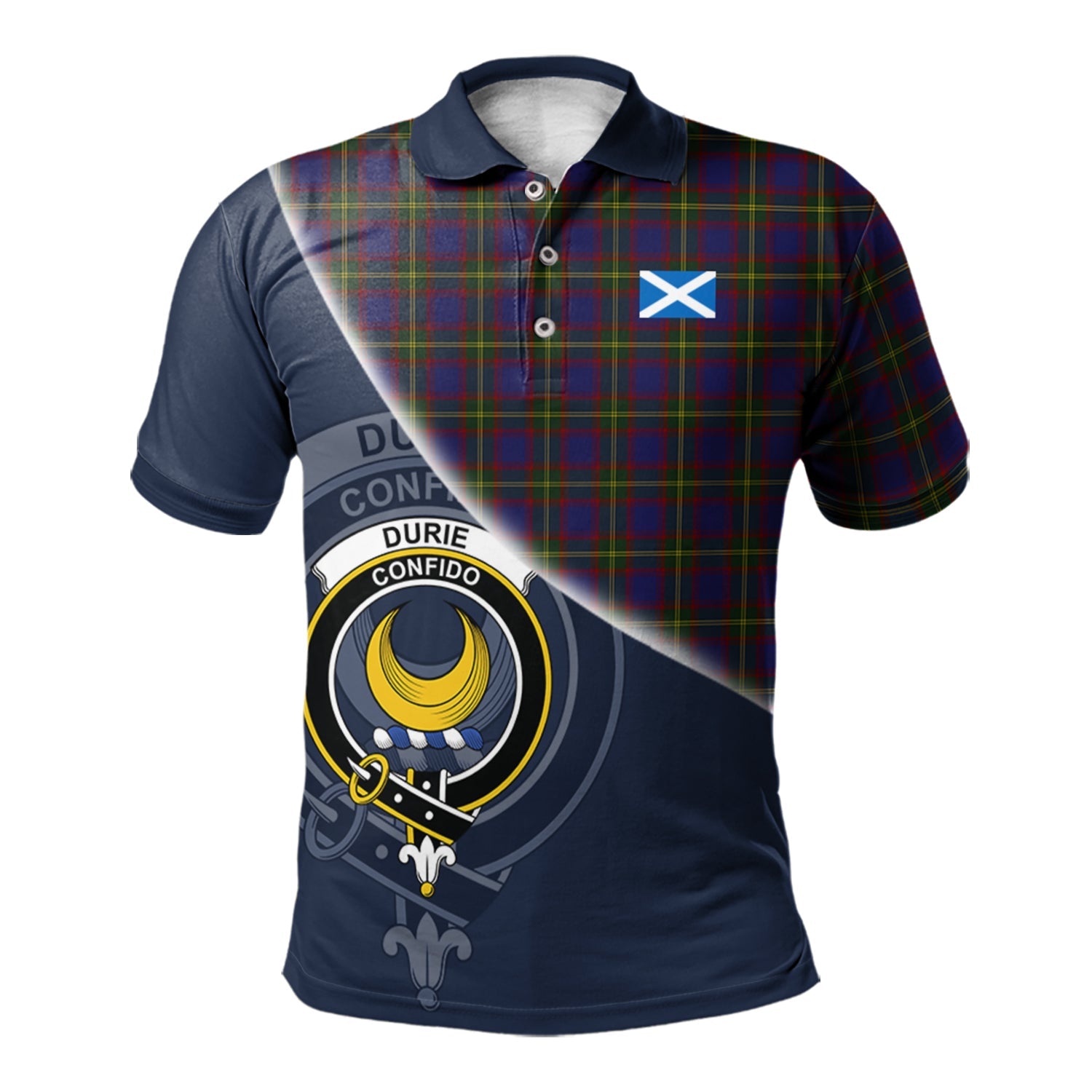 scottish-durie-clan-crest-tartan-scotland-flag-half-style-polo-shirt