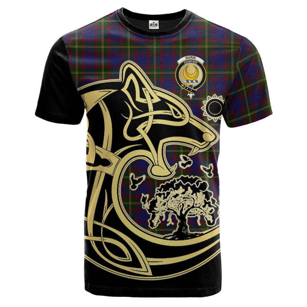 scottish-durie-clan-crest-celtic-wolf-tartan-t-shirt