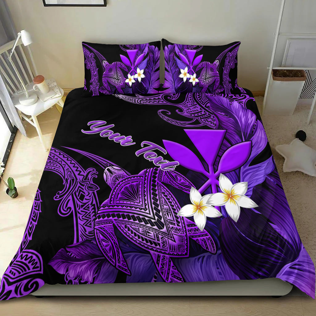 Custom Personalised Hawaii Turtle With Plumeria Leaf Purple Bedding Set - LT12 - Wonder Print Shop