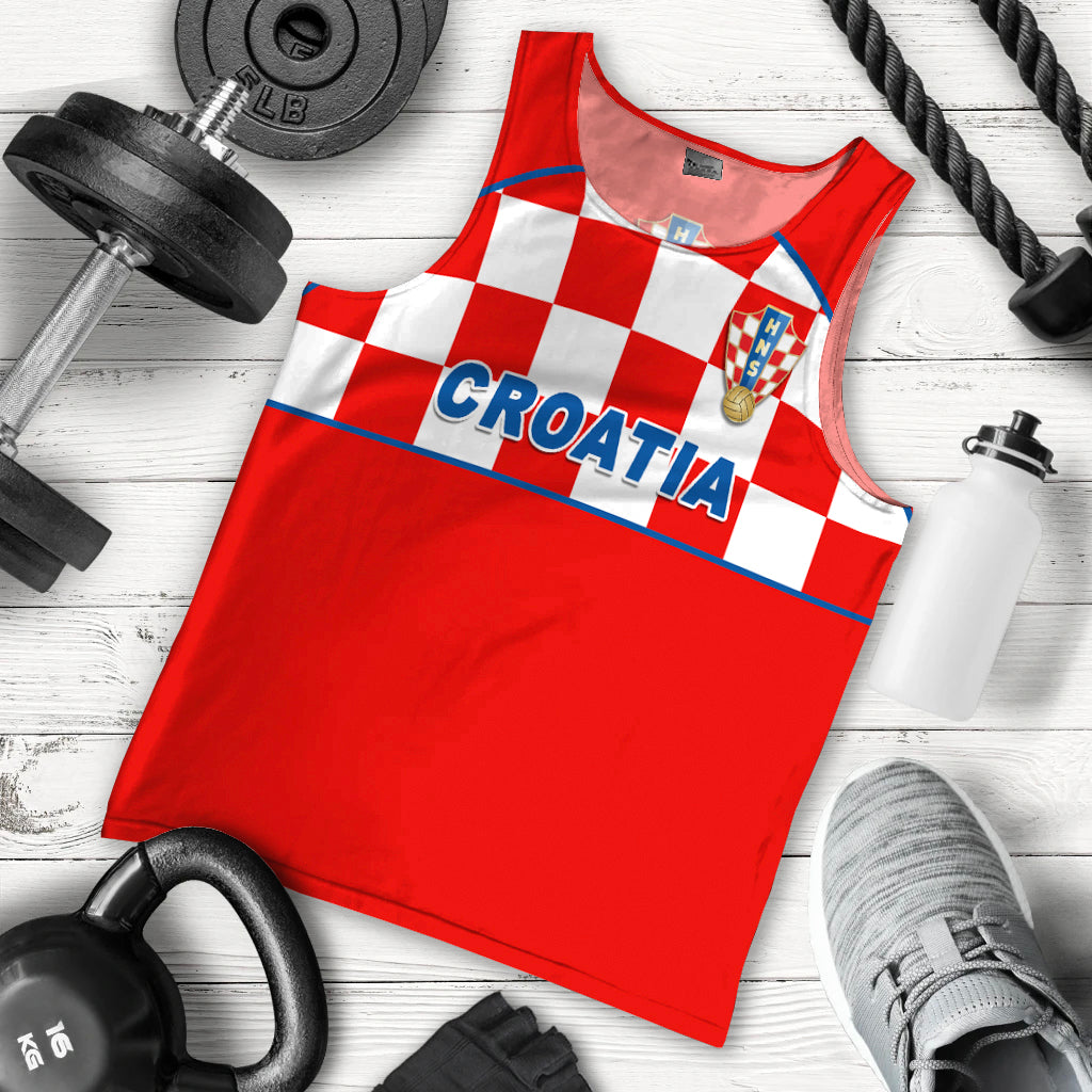 (Custom Personalised) Croatia Football 2022 Checkerboard Men Tank Top