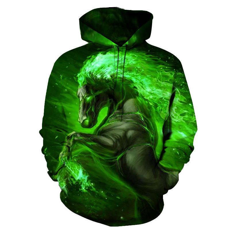 Native American Green 3D Horse Art All Over Hoodie LT10 - Wonder Print Shop