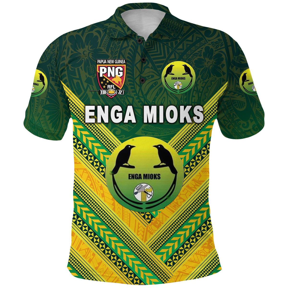 Papua New Guinea Enga Mioks Polo Shirt Rugby Original Style Green LT8 - Wonder Print Shop