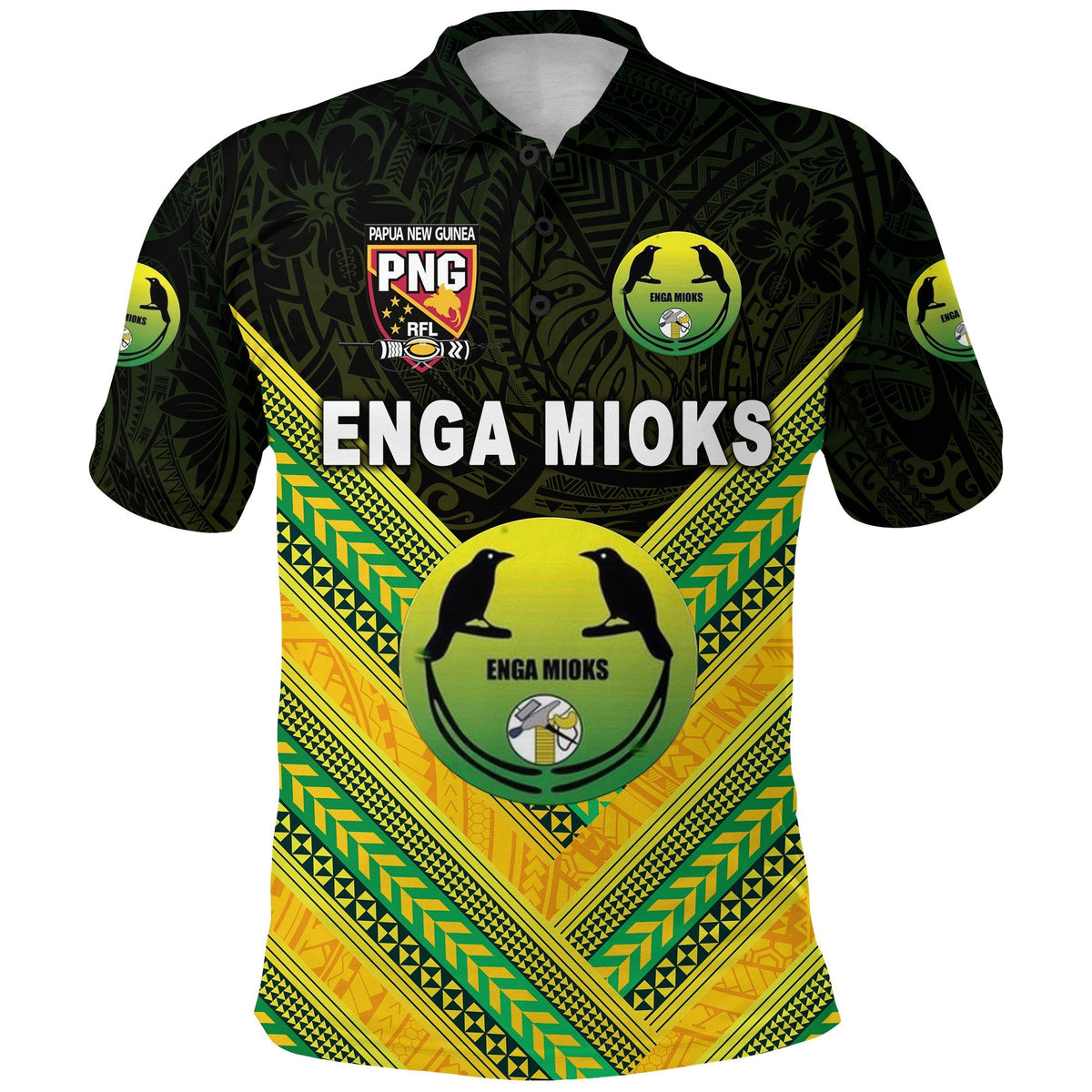 Custom Papua New Guinea Enga Mioks Polo Shirt Rugby Original Style Black, Custom Text And Number LT8 - Wonder Print Shop