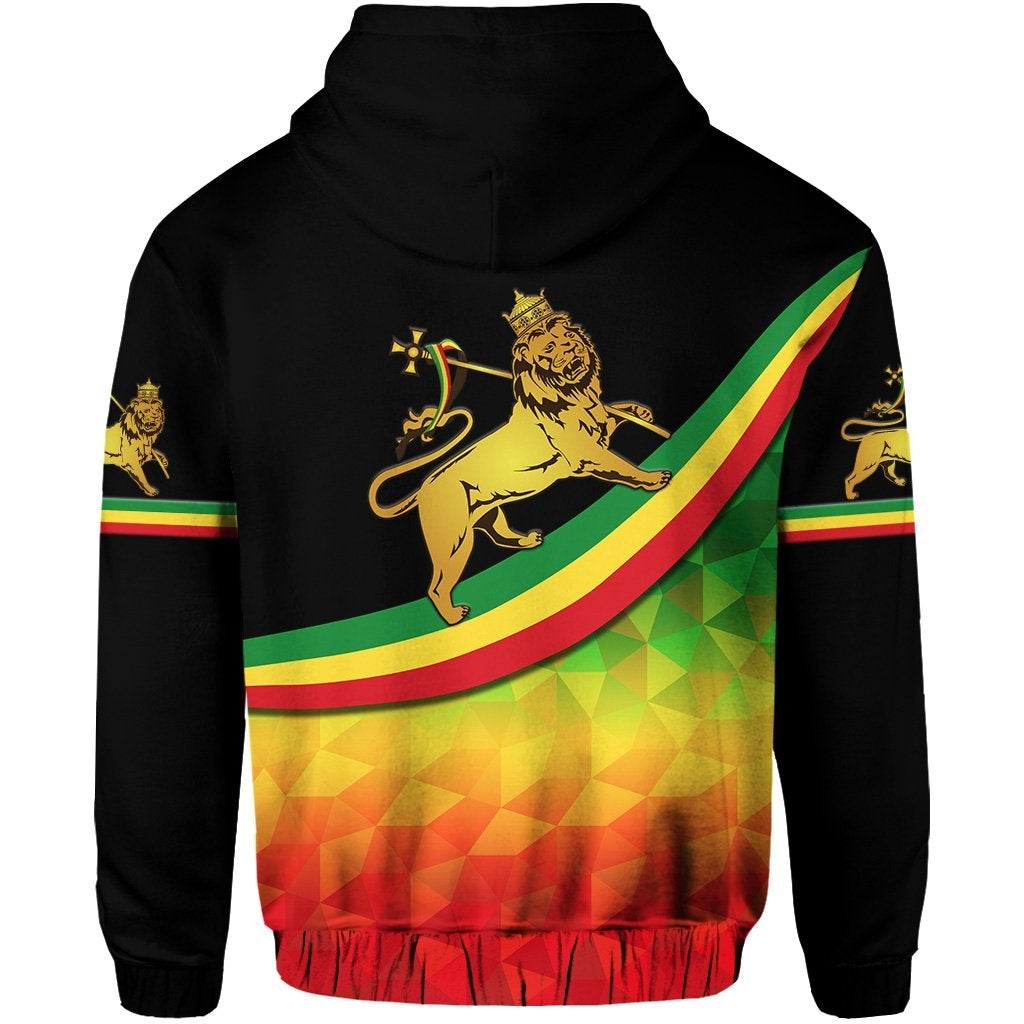 Custom Ethiopia Lion Of Judah Zip Hoodie Simple Vibes LT8 - Wonder Print Shop