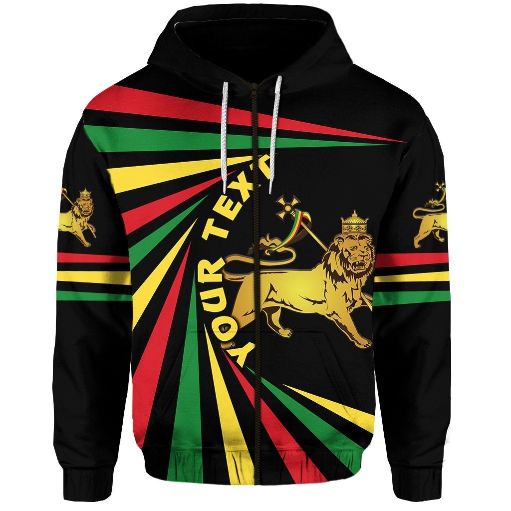 Custom Ethiopia Lion Of Judah Zip Hoodie Creative Style LT8 - Wonder Print Shop