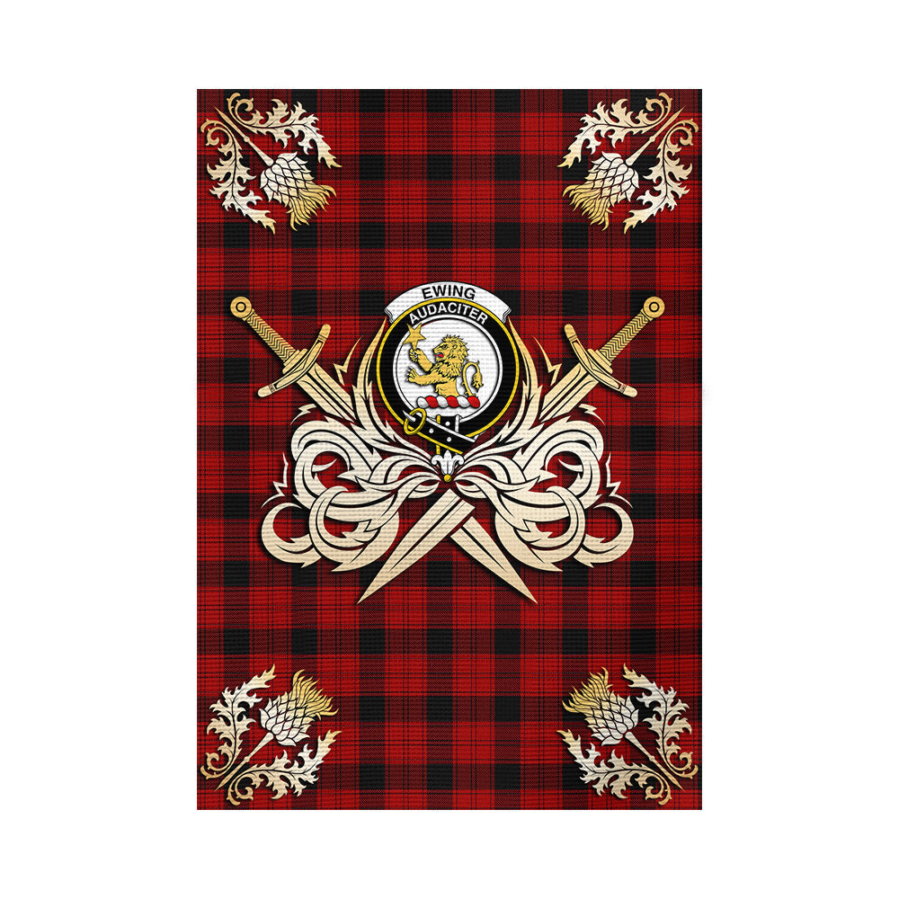 scottish-ewing-clan-crest-courage-sword-tartan-garden-flag