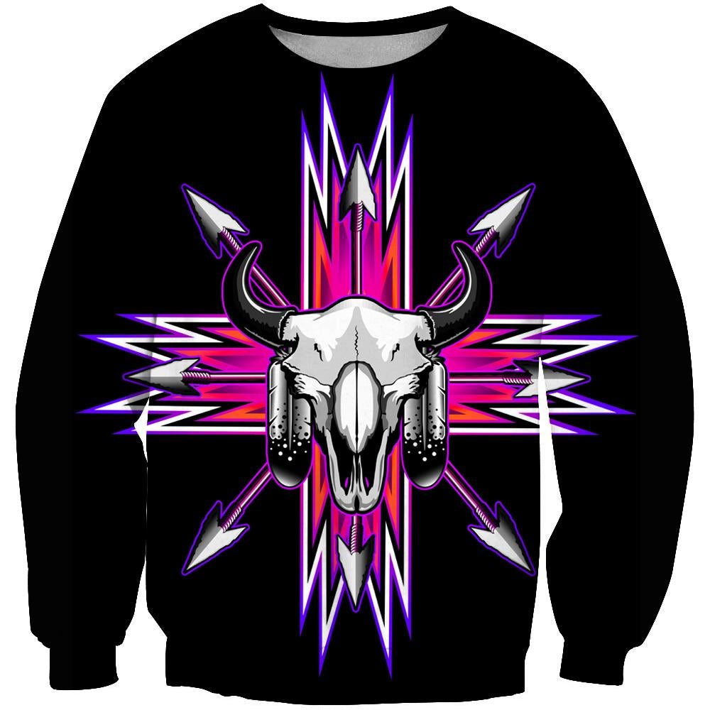 Bison Pink Arrow Native American Exclusive 3D Sweatshirt LT10 - Wonder Print Shop