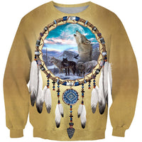Dreamcatcher Wolf Native American 3D Sweatshirt LT10 - Wonder Print Shop