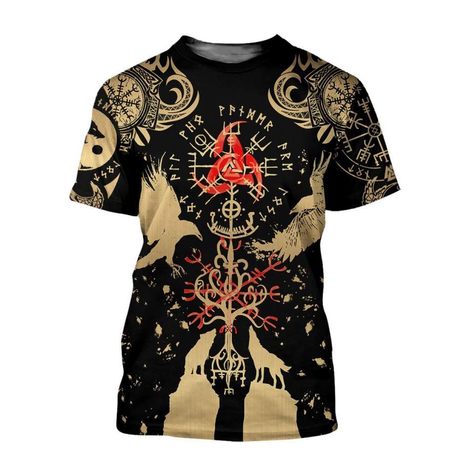 Viking Clothing Vikings Tattoo Style Gold T Shirt RLT12 - Wonder Print Shop