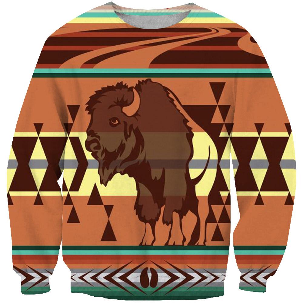 Mountain Bison Native American Pride 3D Sweatshirt LT10 - Wonder Print Shop