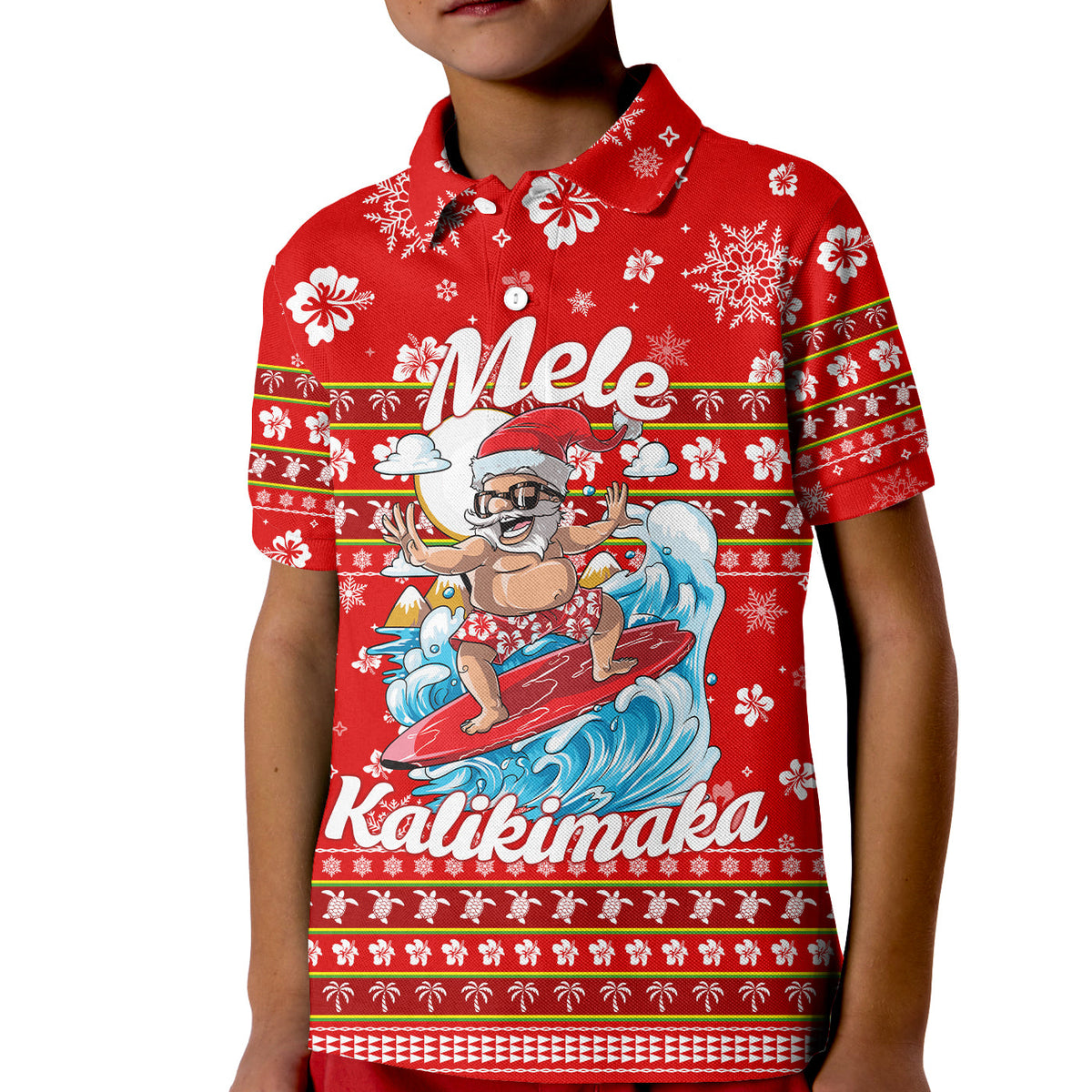 Christmas Hawaii Santas Surf Mele Kalikimaka Polo Shirt LT2 - Wonder Print Shop