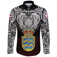 Viking Long Sleeve Button Shirt Denmark Viking Symbol RLT12 - Wonder Print Shop