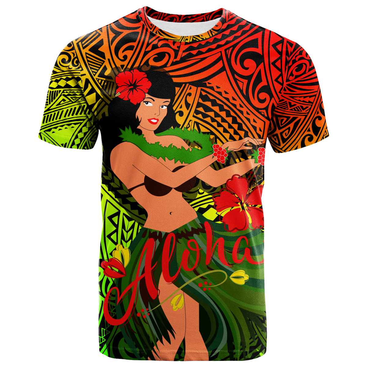 Hawaii Hula Girl Reggae T Shirt LT2 - Wonder Print Shop