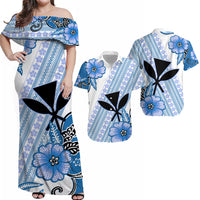 Hawaii Matching Hawaiian Shirt And Dress Kakau Tribal Blue Batik Floral Ver.02 LT13 - Wonder Print Shop