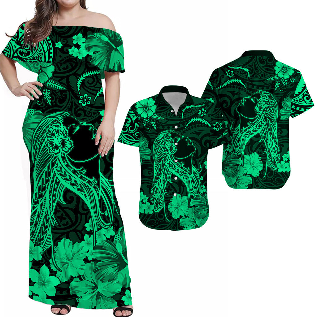 Hawaii Matching Hawaiian Shirt And Dress Polynesia Green Beautiful Hula Girl LT13 - Wonder Print Shop