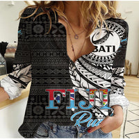 Custom Personalised Fiji Rugby Bati Tapa Pattern Women Casual Shirt LT2 - Wonder Print Shop