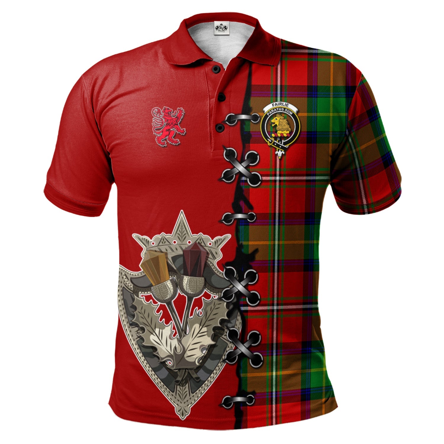 scottish-fairlie-modern-clan-crest-tartan-lion-rampant-and-celtic-thistle-polo-shirt