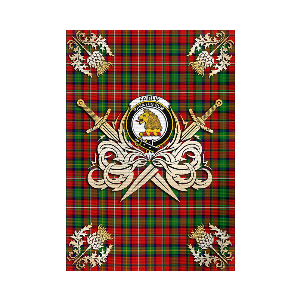 scottish-fairlie-modern-clan-crest-courage-sword-tartan-garden-flag