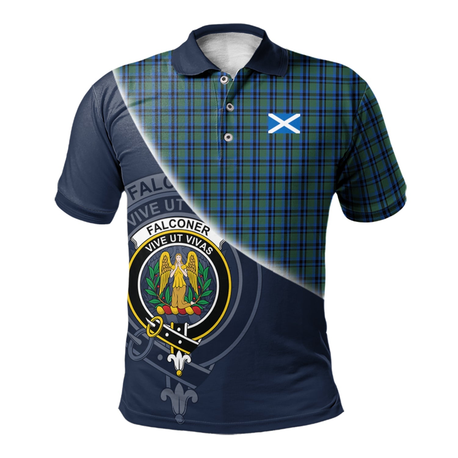 scottish-falconer-clan-crest-tartan-scotland-flag-half-style-polo-shirt