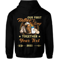 Custom Father Day Hoodie Our First Father Day Simple Style Black LT8 - Wonder Print Shop