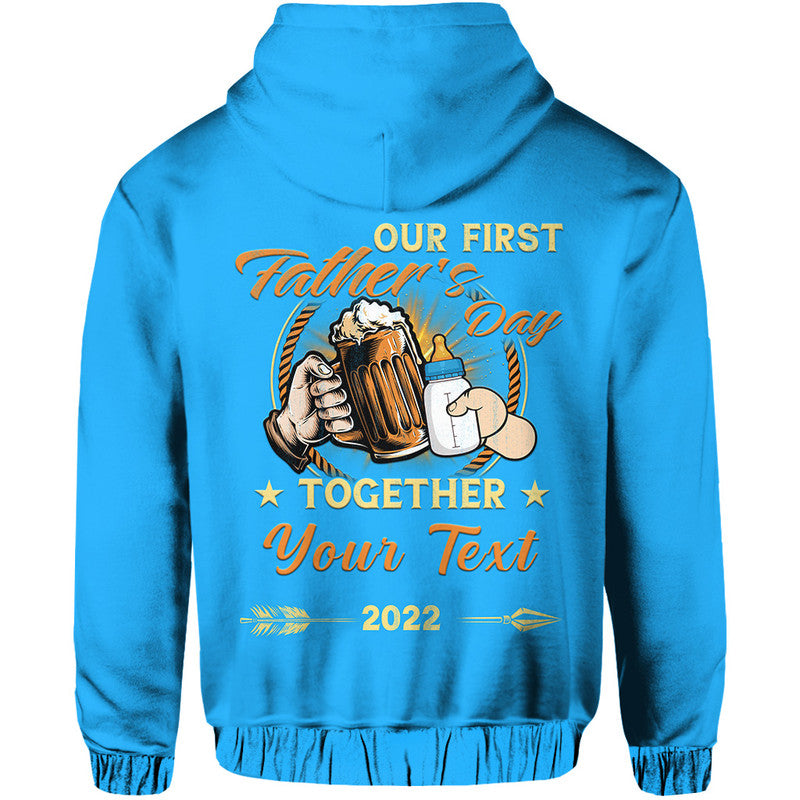 Custom Father Day Hoodie Our First Father Day Simple Style Blue LT8 - Wonder Print Shop