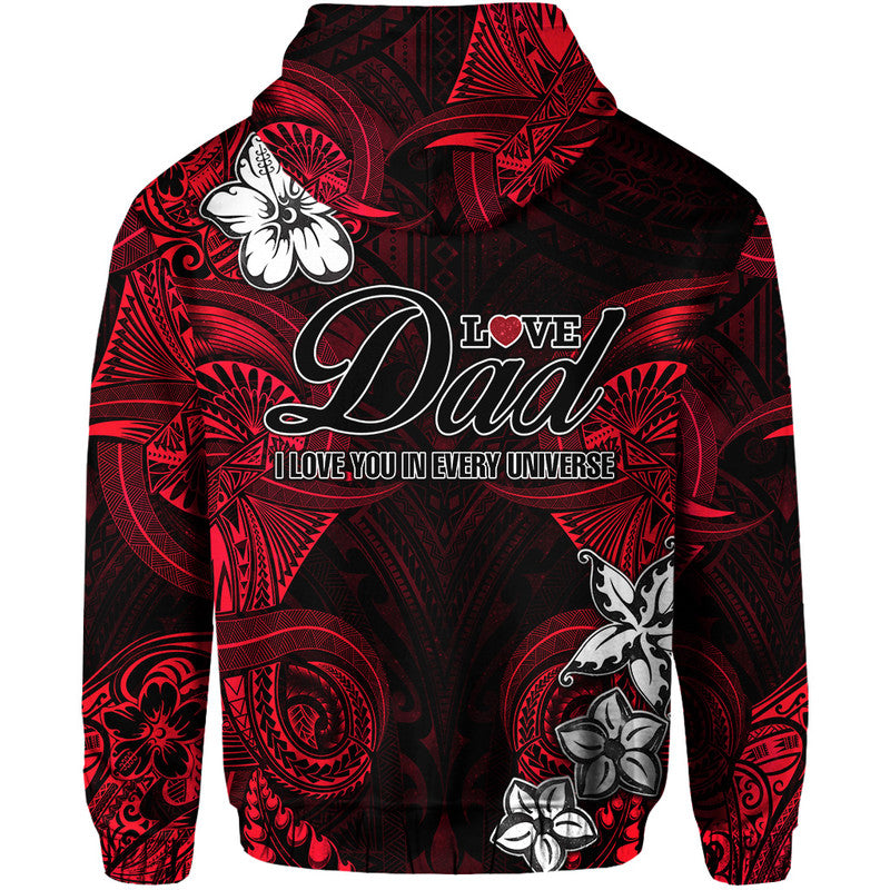 Custom Polynesian Fathers Day Hoodie I Love You In Every Universe Red LT8 - Wonder Print Shop
