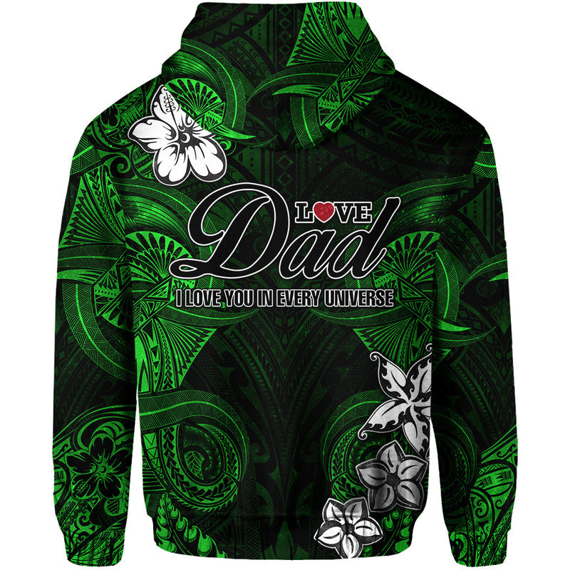 Custom Polynesian Fathers Day Hoodie I Love You In Every Universe Green LT8 - Wonder Print Shop