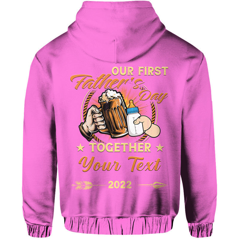 Custom Father Day Hoodie Our First Father Day Simple Style Pink LT8 - Wonder Print Shop