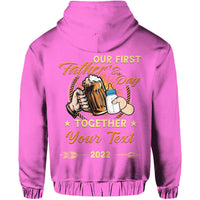 Custom Father Day Hoodie Our First Father Day Simple Style Pink LT8 - Wonder Print Shop