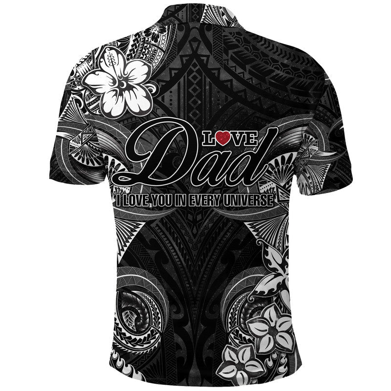 Custom Polynesian Fathers Day Polo Shirt I Love You In Every Universe Black LT8 - Wonder Print Shop