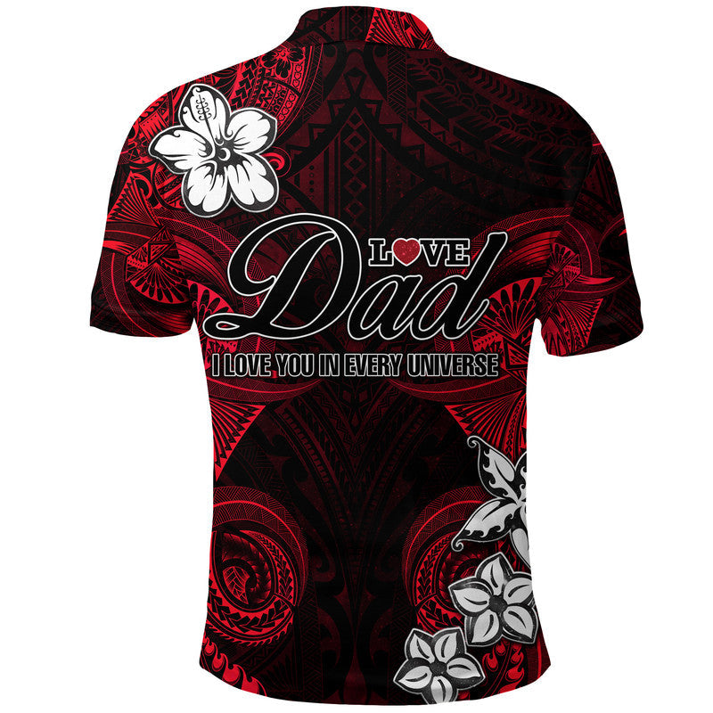 Custom Polynesian Fathers Day Polo Shirt I Love You In Every Universe Red LT8 - Wonder Print Shop
