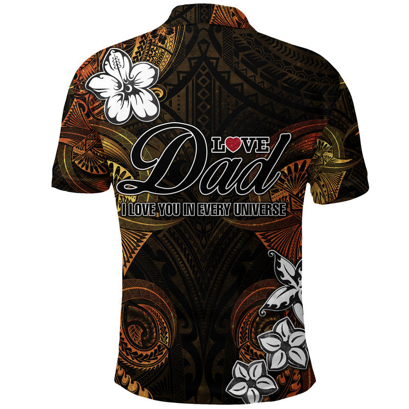 Custom Polynesian Fathers Day Polo Shirt I Love You In Every Universe Gold LT8 - Wonder Print Shop