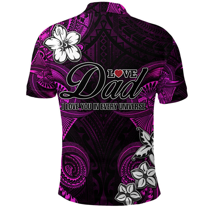 Custom Polynesian Fathers Day Polo Shirt I Love You In Every Universe Pink LT8 - Wonder Print Shop