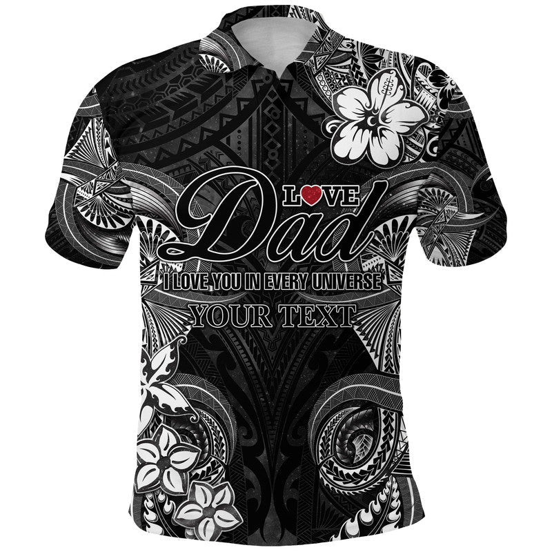Custom Polynesian Fathers Day Polo Shirt I Love You In Every Universe Black LT8 - Wonder Print Shop