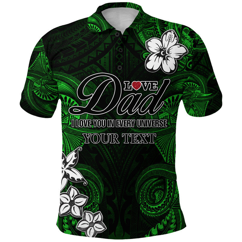 Custom Polynesian Fathers Day Polo Shirt I Love You In Every Universe Green LT8 - Wonder Print Shop