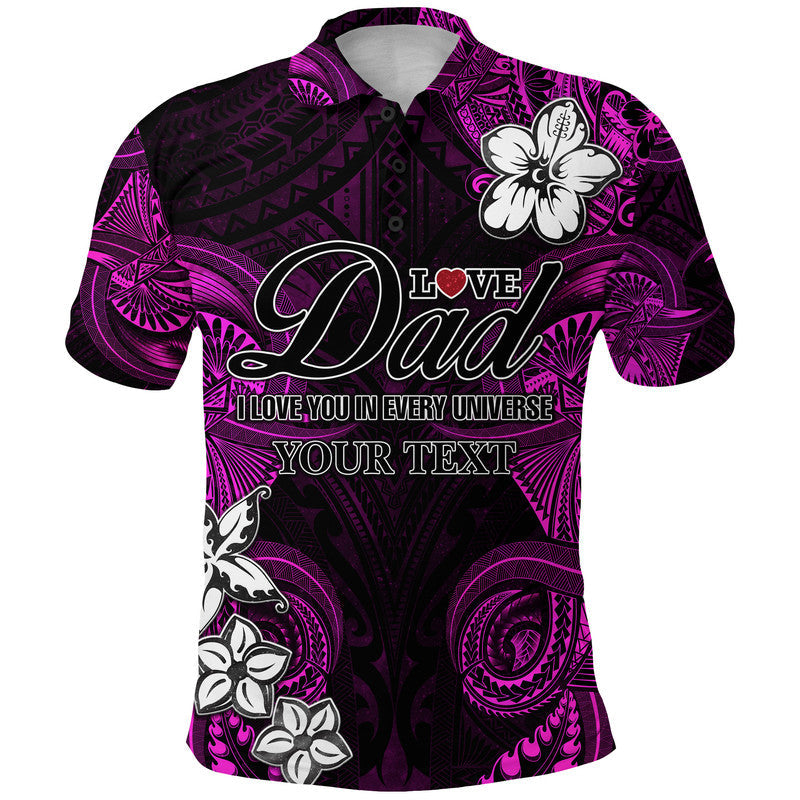 Custom Polynesian Fathers Day Polo Shirt I Love You In Every Universe Pink LT8 - Wonder Print Shop