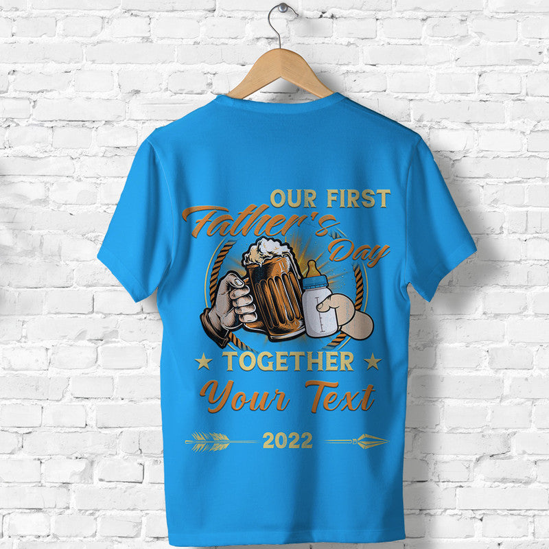 Custom Father Day T Shirt Our First Father Day Simple Style Blue LT8 - Wonder Print Shop