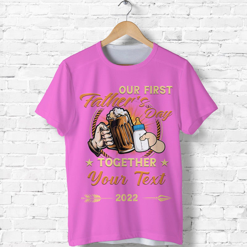 Custom Father Day T Shirt Our First Father Day Simple Style Pink LT8 - Wonder Print Shop