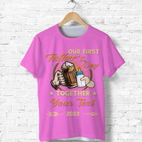 Custom Father Day T Shirt Our First Father Day Simple Style Pink LT8 - Wonder Print Shop