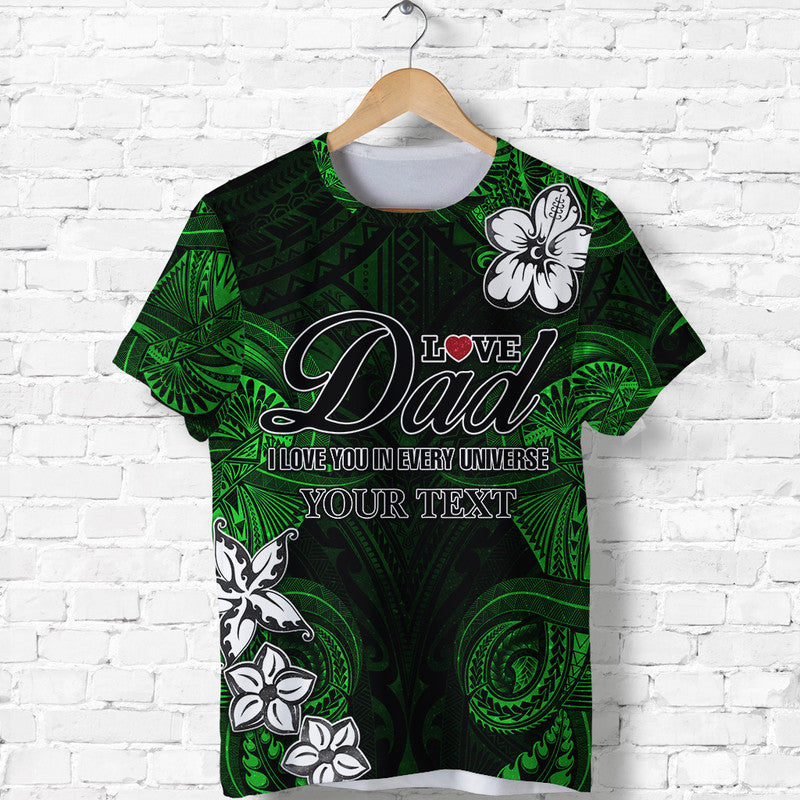 Custom Polynesian Fathers Day T Shirt I Love You In Every Universe Green LT8 - Wonder Print Shop