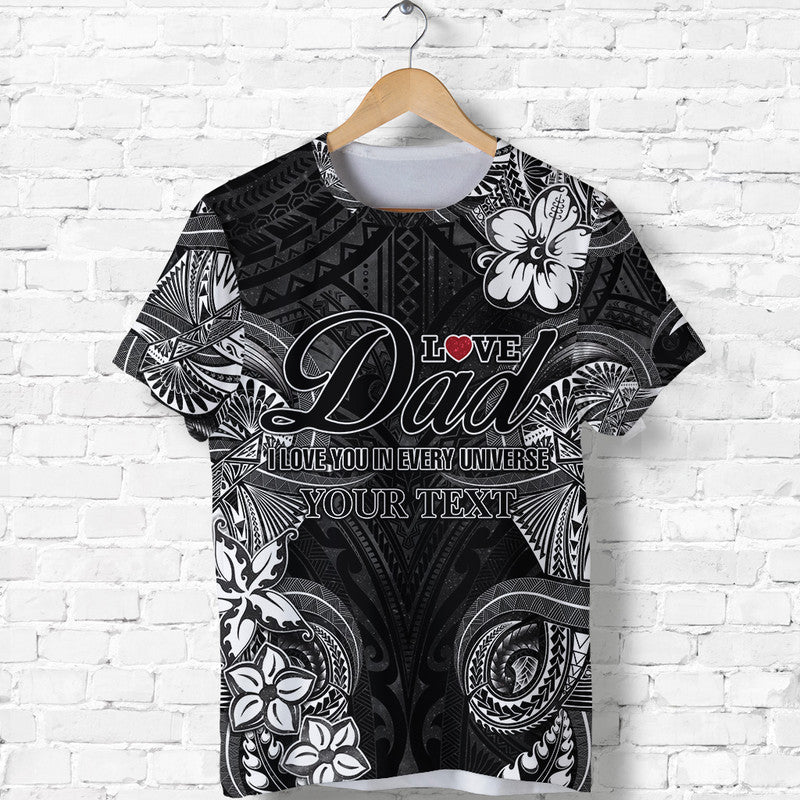 Custom Polynesian Fathers Day T Shirt I Love You In Every Universe Black LT8 - Wonder Print Shop