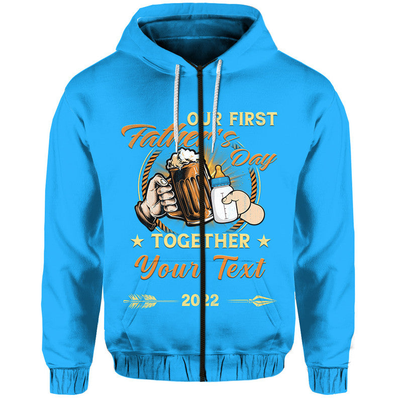 Custom Father Day Hoodie Our First Father Day Simple Style Blue LT8 - Wonder Print Shop
