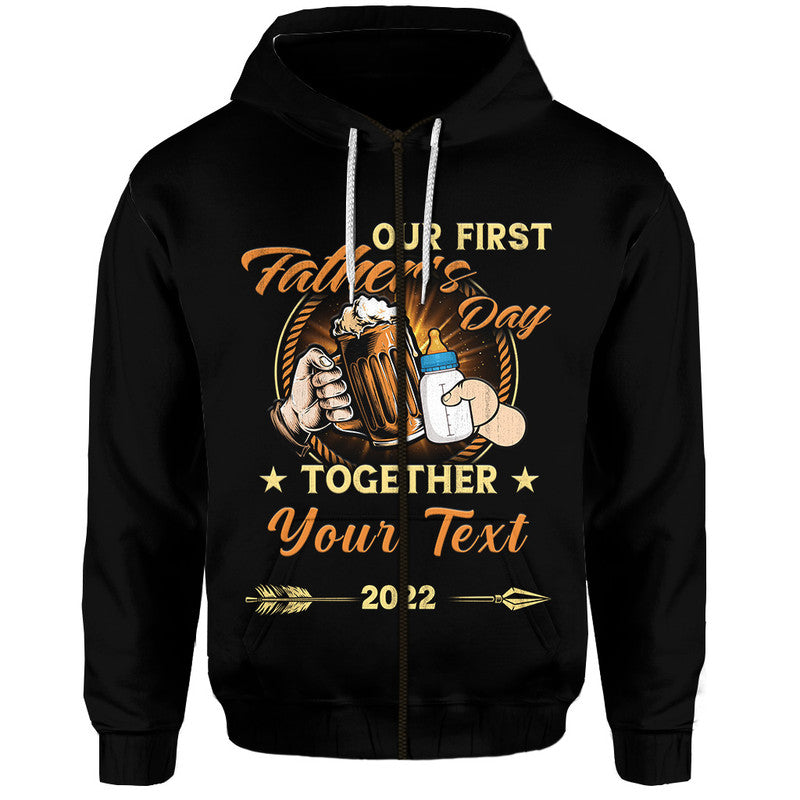Custom Father Day Hoodie Our First Father Day Simple Style Black LT8 - Wonder Print Shop