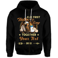 Custom Father Day Hoodie Our First Father Day Simple Style Black LT8 - Wonder Print Shop