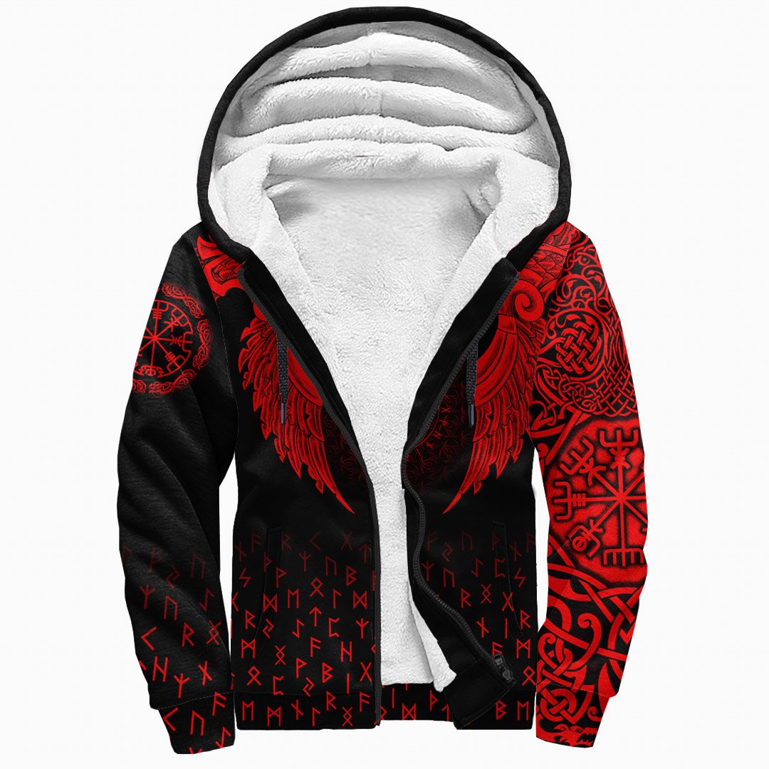 Viking Sherpa Hoodie - Nordic Raven Tattoos RLT12 - Wonder Print Shop