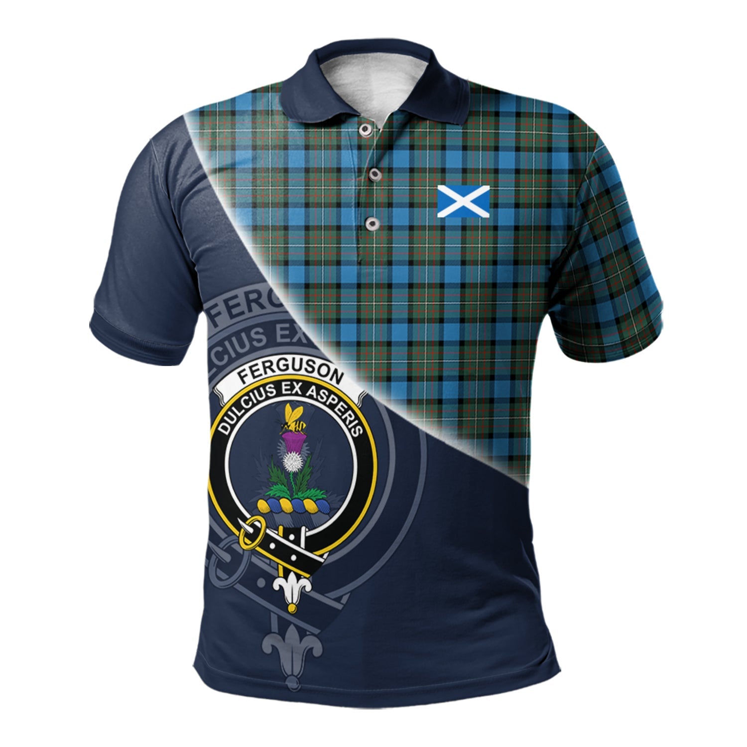 scottish-fergusson-ancient-clan-crest-tartan-scotland-flag-half-style-polo-shirt