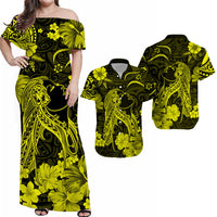 Hawaii Matching Hawaiian Shirt And Dress Polynesia Yellow Beautiful Hula Girl LT13 - Wonder Print Shop